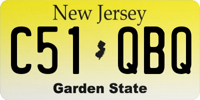 NJ license plate C51QBQ
