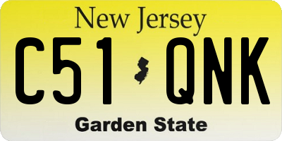 NJ license plate C51QNK