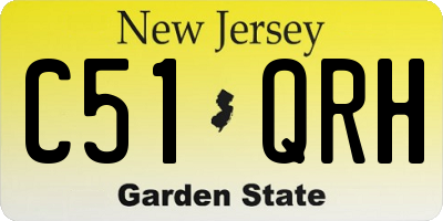 NJ license plate C51QRH