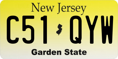 NJ license plate C51QYW