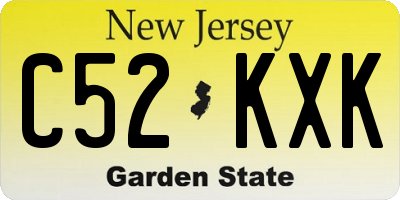 NJ license plate C52KXK