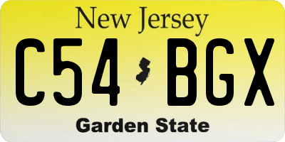NJ license plate C54BGX