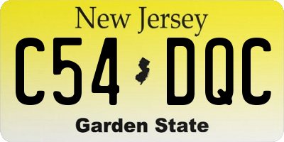NJ license plate C54DQC