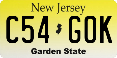 NJ license plate C54GOK