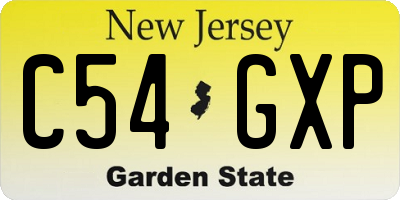NJ license plate C54GXP