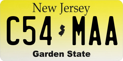 NJ license plate C54MAA