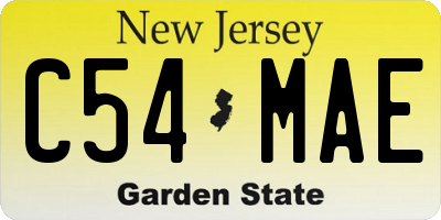 NJ license plate C54MAE
