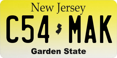 NJ license plate C54MAK