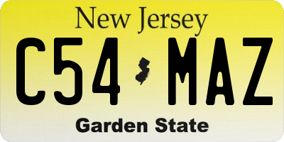 NJ license plate C54MAZ