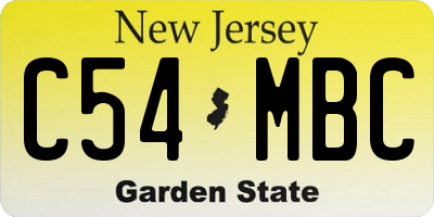 NJ license plate C54MBC
