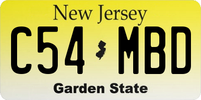 NJ license plate C54MBD