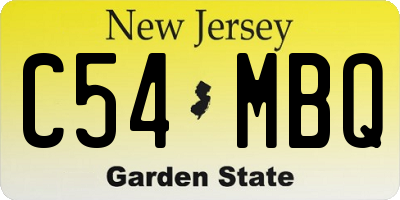 NJ license plate C54MBQ