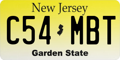 NJ license plate C54MBT