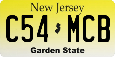 NJ license plate C54MCB