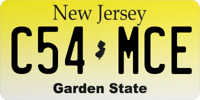NJ license plate C54MCE