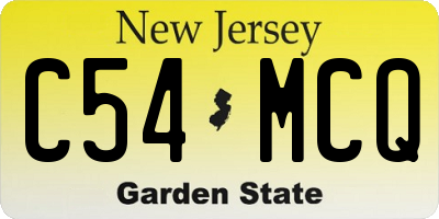 NJ license plate C54MCQ