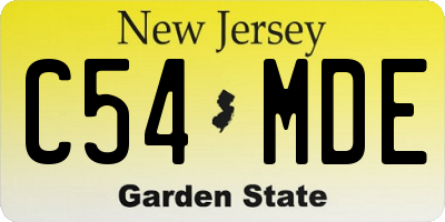 NJ license plate C54MDE