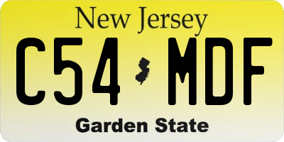 NJ license plate C54MDF