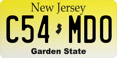 NJ license plate C54MDO