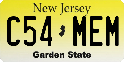 NJ license plate C54MEM