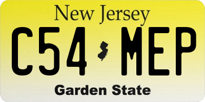 NJ license plate C54MEP