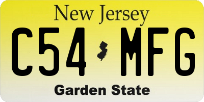 NJ license plate C54MFG