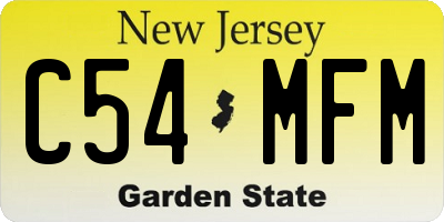 NJ license plate C54MFM