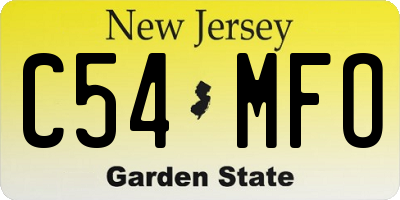 NJ license plate C54MFO