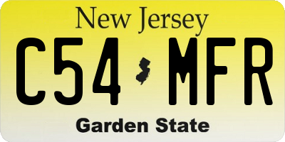 NJ license plate C54MFR