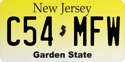 NJ license plate C54MFW