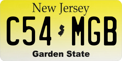 NJ license plate C54MGB