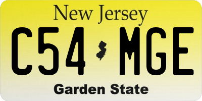 NJ license plate C54MGE