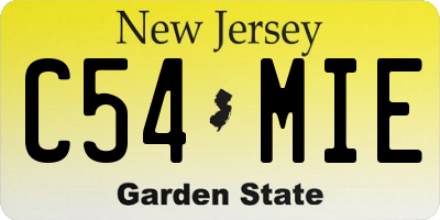 NJ license plate C54MIE