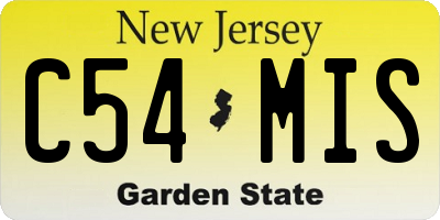 NJ license plate C54MIS