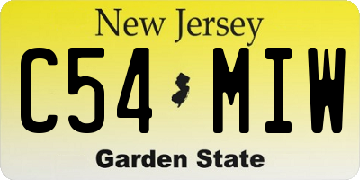 NJ license plate C54MIW