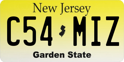 NJ license plate C54MIZ