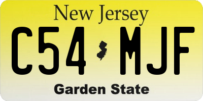 NJ license plate C54MJF