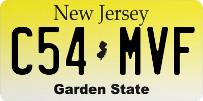NJ license plate C54MVF