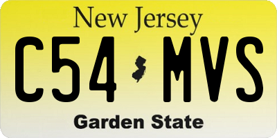 NJ license plate C54MVS