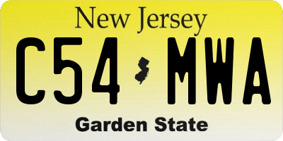 NJ license plate C54MWA
