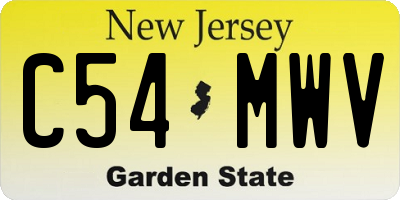 NJ license plate C54MWV