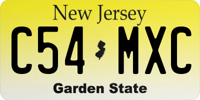 NJ license plate C54MXC