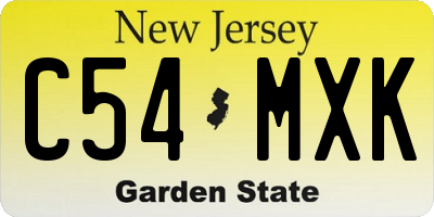 NJ license plate C54MXK