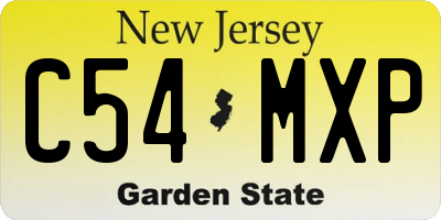 NJ license plate C54MXP