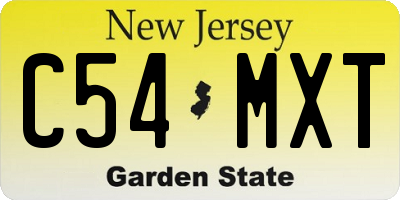 NJ license plate C54MXT