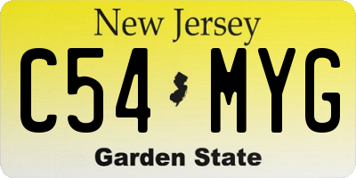 NJ license plate C54MYG