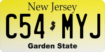 NJ license plate C54MYJ