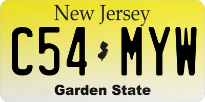 NJ license plate C54MYW