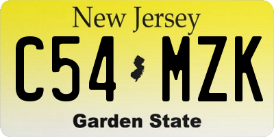 NJ license plate C54MZK