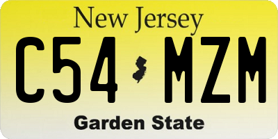 NJ license plate C54MZM